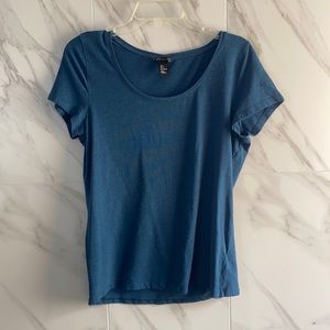 blue scoop neck top